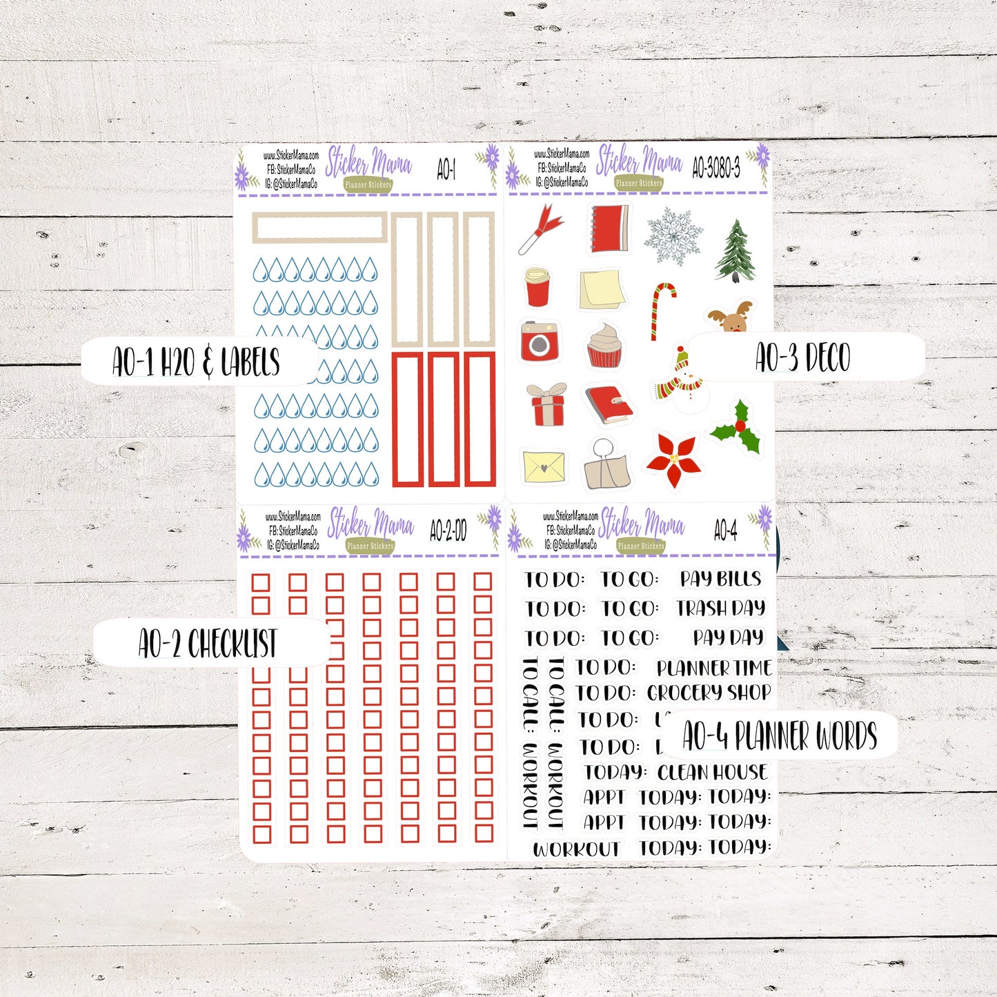 NEW WK-3080 - Traditional Christmas || Weekly Planner Kit || Erin Condren || Hourly Planner Kit || Vertical Planner Kit