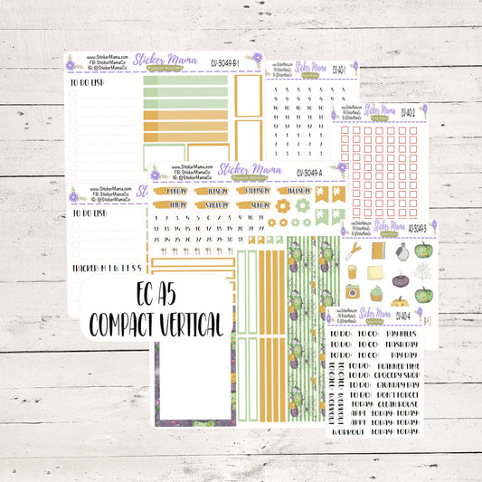 3049 - NEW COMPACT VERTICAL Cute Halloween - Weekly Kit - Planner Stickers - Erin Condren Compact Vertical Weekly Kit