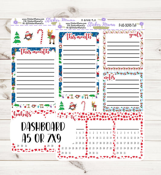 3093 - Holly Jolly || A5 or 7x9 PRODUCTIVITY DASHBOARD Sticker || eclp notes page stickers || productivity planner