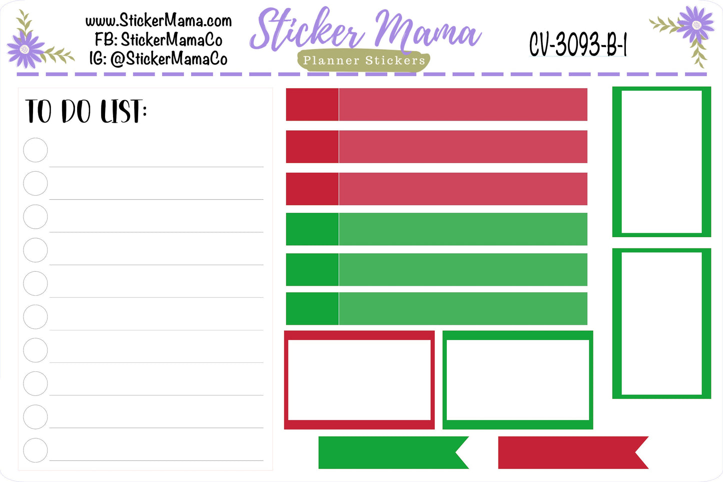 3093 - NEW COMPACT VERTICAL Holly Jolly - Weekly Kit - Planner Stickers - Erin Condren Compact Vertical Weekly Kit