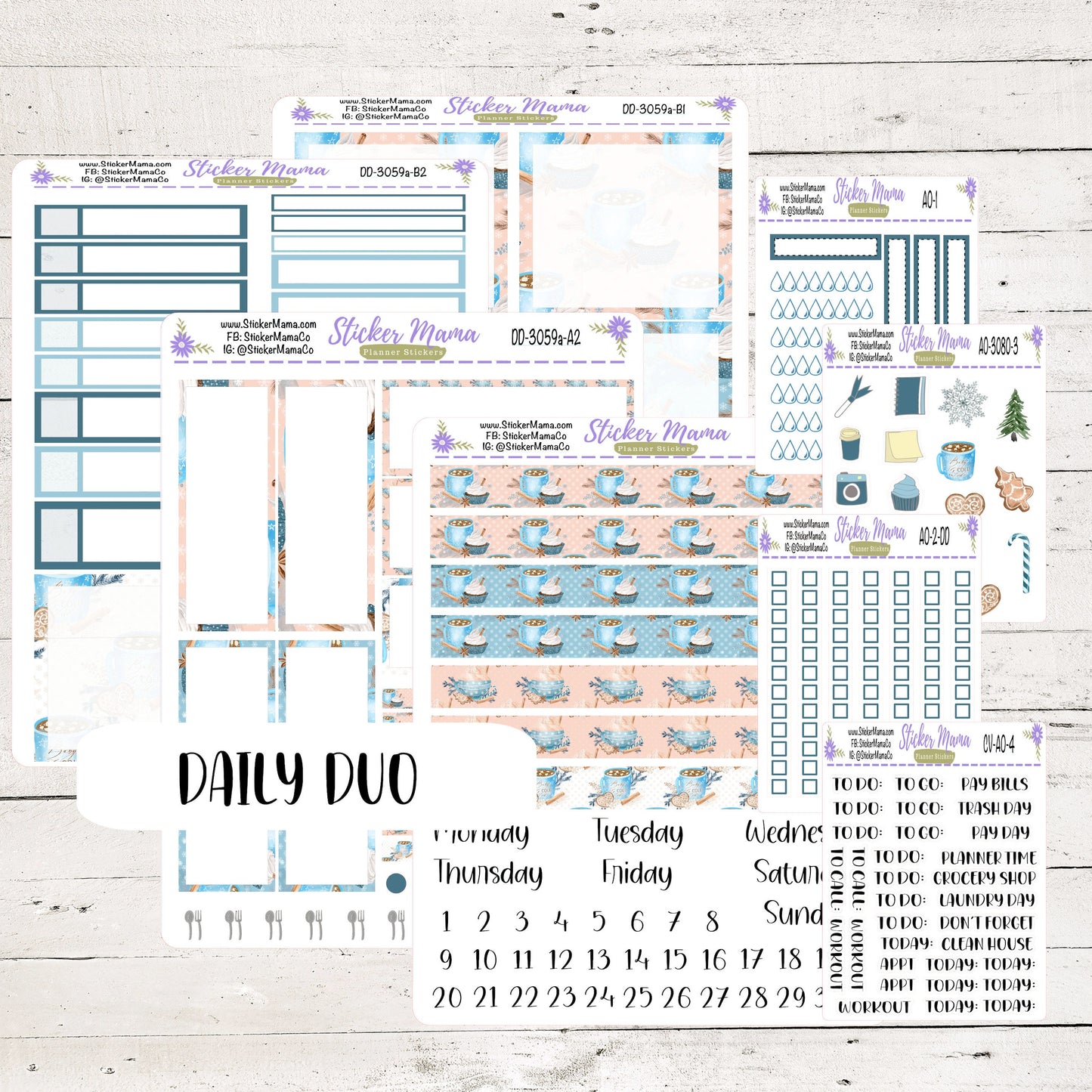 NEW Daily Duo 7x9 - 3059a - Christmas Winter 2 - || Erin Condren Daily Duo Kit || 2022 Full Kit || Winter Planner Stickers