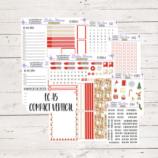 3080a - NEW COMPACT VERTICAL Tradition Christmas Stickers - Weekly Kit - Planner Stickers - Erin Condren Compact Vertical Weekly Kit