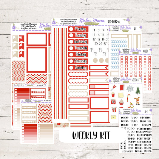 NEW WK-3080 - Traditional Christmas Stickers || Weekly Planner Kit || Erin Condren || Hourly Planner Kit || Vertical Planner Kit