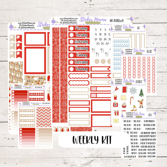 NEW WK-3080a - Traditional Christmas 2 Stickers || Weekly Planner Kit || Erin Condren || Hourly Planner Kit || Vertical Planner Kit