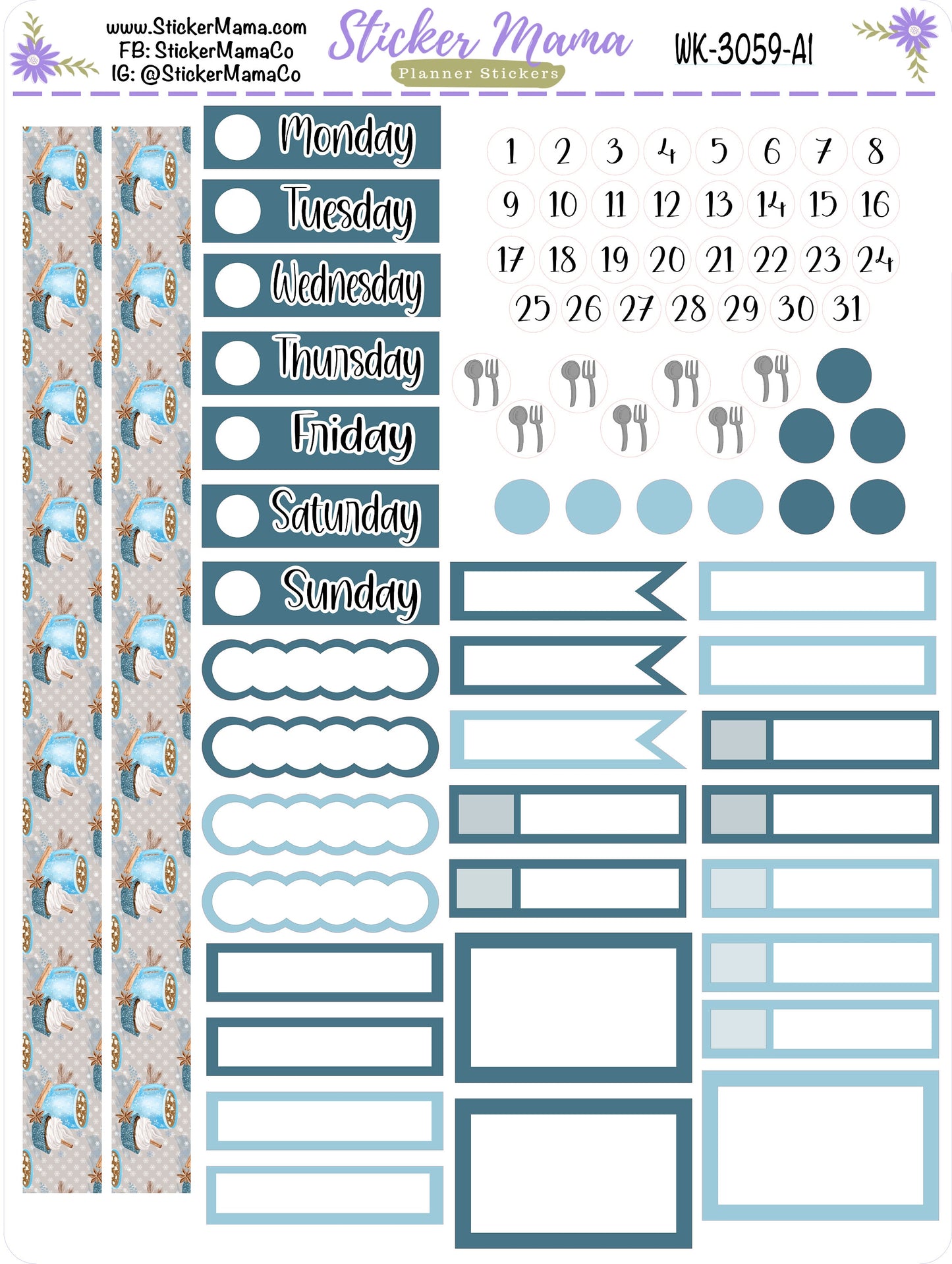 NEW WK-3059 - Christmas Winter Stickers || Weekly Planner Kit || Erin Condren || Hourly Planner Kit || Vertical Planner Kit