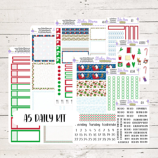 A5 Daily Duo -3093 - HOLLY JOLLY Planner Stickers - Daily Duo A5Planner - Daily Duo Stickers - Daily Planner