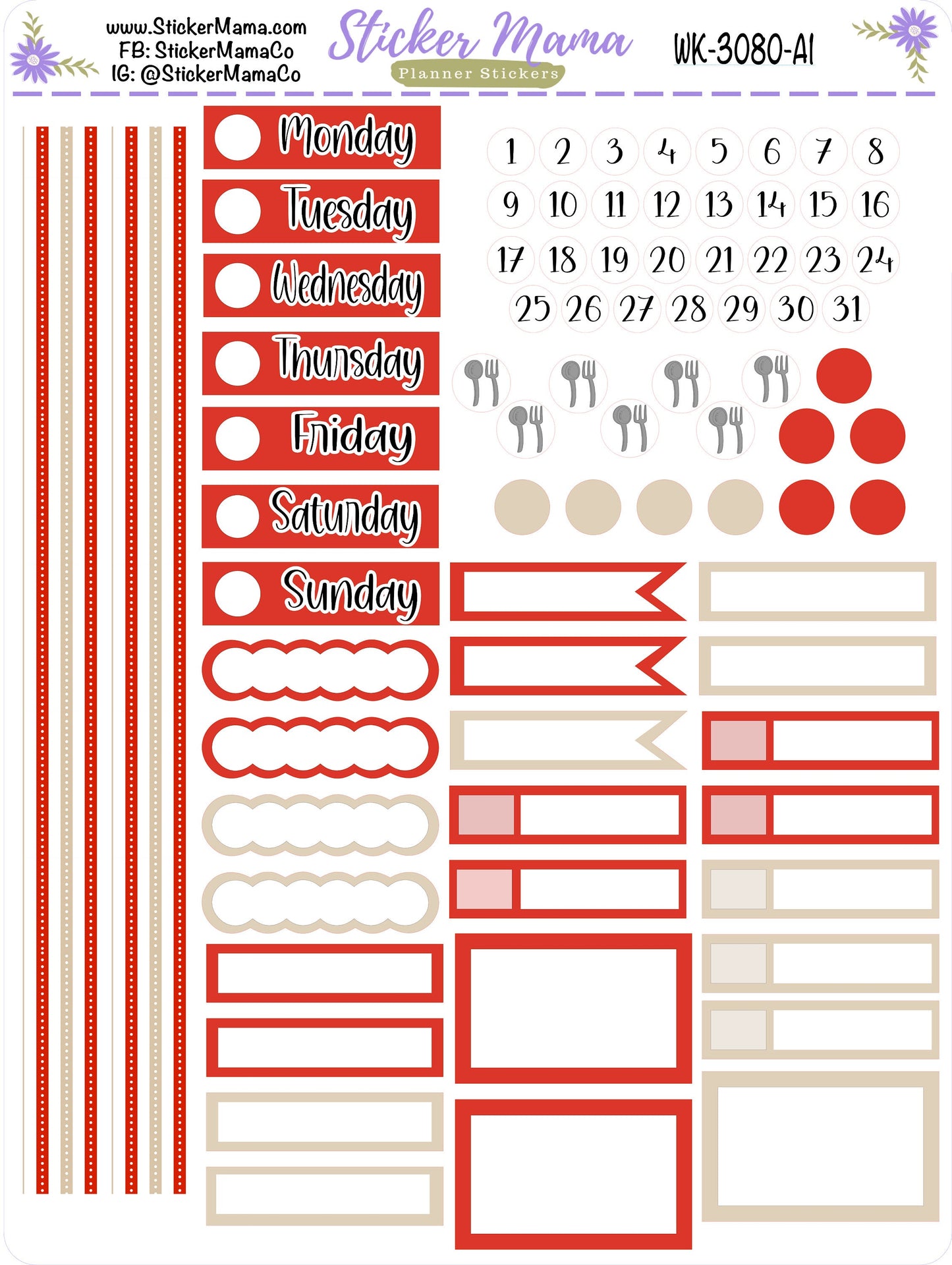 NEW WK-3080 - Traditional Christmas || Weekly Planner Kit || Erin Condren || Hourly Planner Kit || Vertical Planner Kit