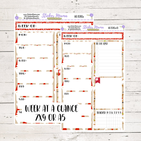 WG-3080a - WEEK at a GLANCE - Traditional Christmas 2 - weekly glance 7x9 or a5