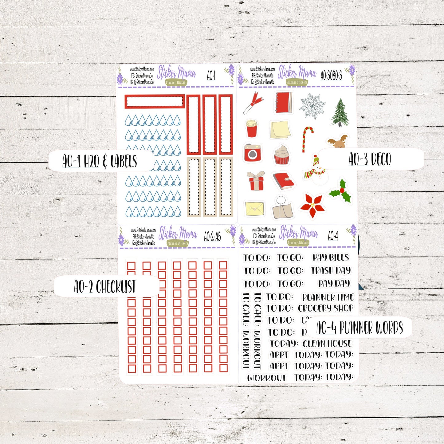 A5 Daily Duo - 3080a - Traditional Christmas 2 - December Planner Stickers - Daily Duo A5Planner - Daily Duo Stickers - Daily Planner