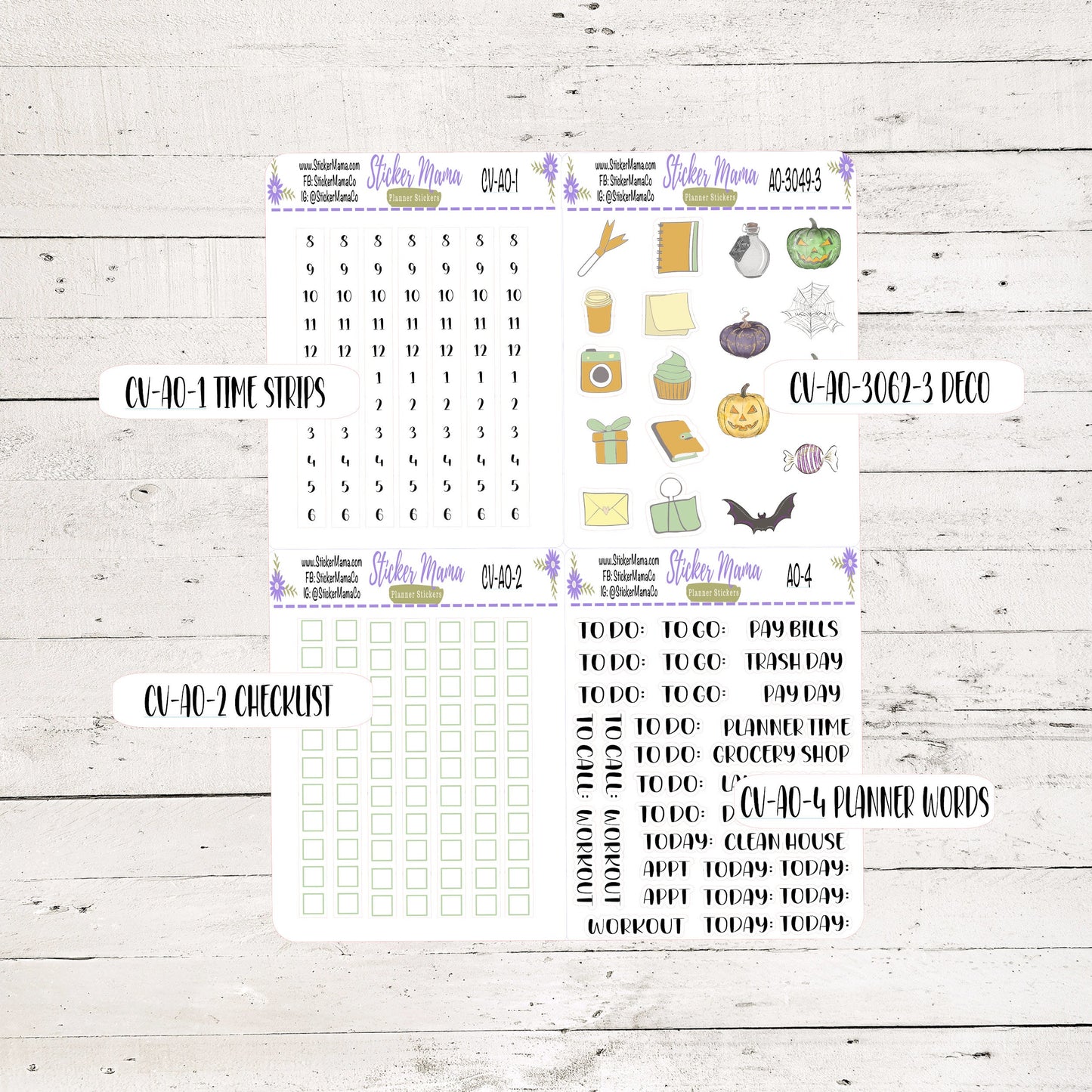 3049a - NEW COMPACT VERTICAL Cute Halloween 2 - Weekly Kit - Planner Stickers - Erin Condren Compact Vertical Weekly Kit