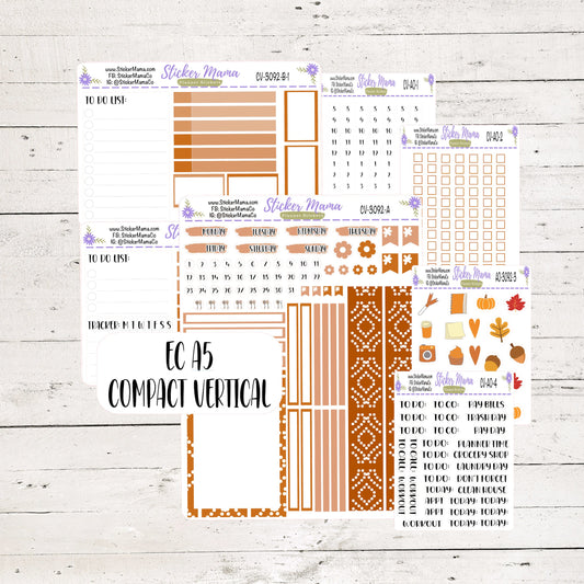 3092 - NEW COMPACT VERTICAL Fall Y'all - Weekly Kit - Planner Stickers - Erin Condren Compact Vertical Weekly Kit