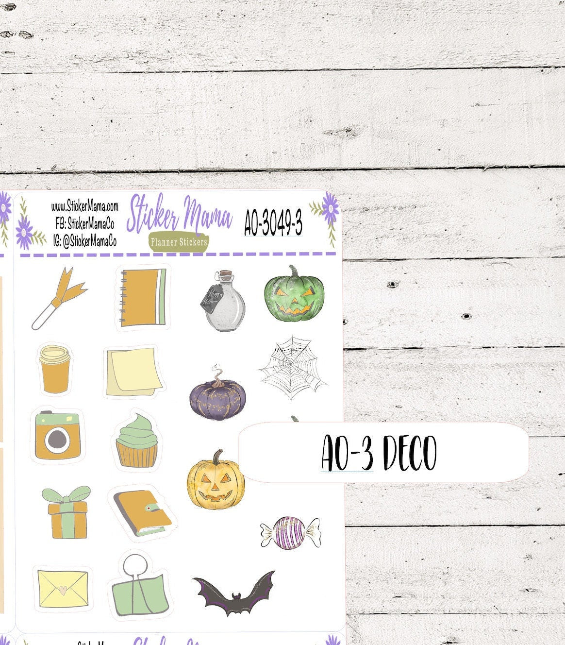 NEW Daily Duo 7x9 - 3049a - Cute Halloween 2 - October Sticker Planner Stickers - Daily Duo 7x9 Planner - Daily Duo Stickers - Daily Planner