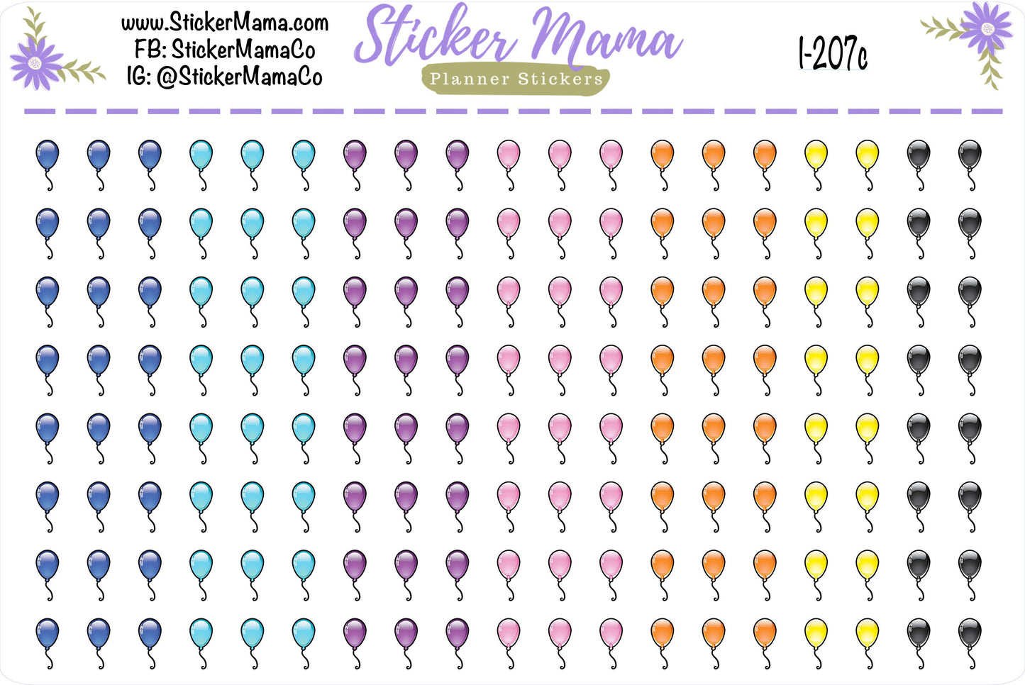 BALLOON PLANNER Stickers I-207 || Balloon Stickers || Stickers for Parties