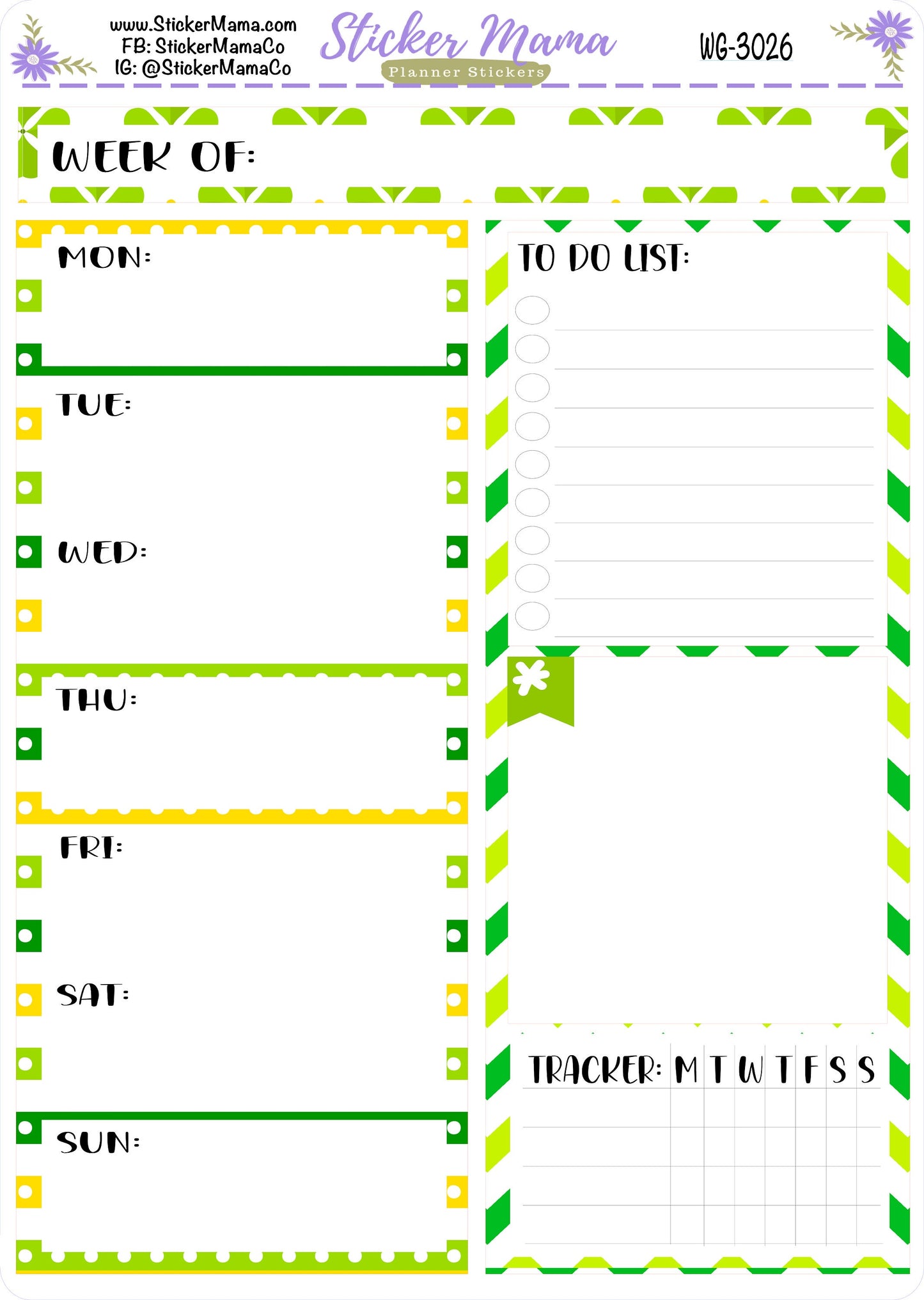 WG-3026 St. Patricks Day || WEEK at a GLANCE -  - weekly glance 7x9 or a5
