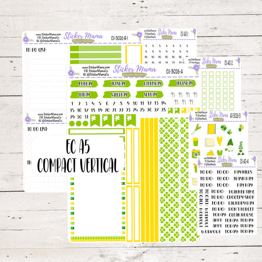CV3026 - St. Patrick's Day  - NEW COMPACT VERTICAL - Weekly Kit - Planner Stickers - Erin Condren Compact Vertical Weekly Kit