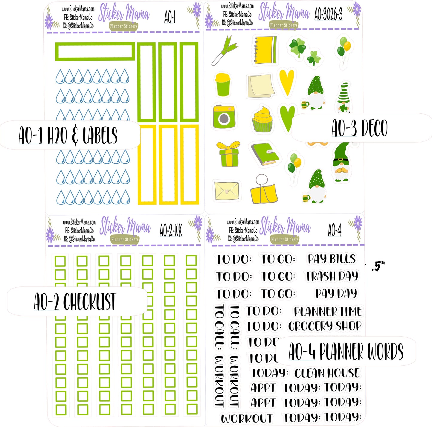 WK-3026 - St. Patricks Day  || Weekly Planner Kit || Erin Condren || Hourly Planner Kit || Vertical Planner Kit