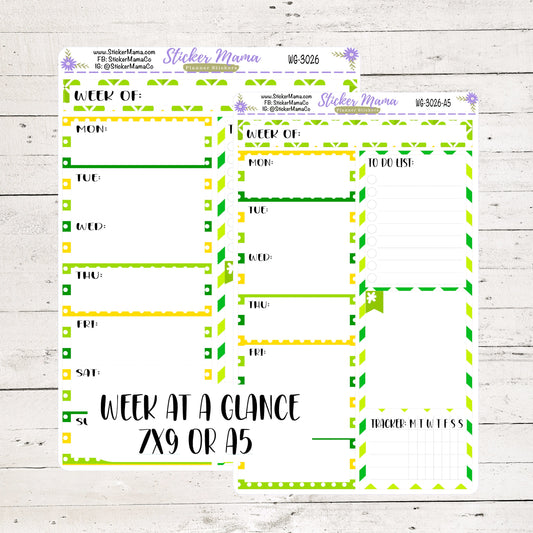 WG-3026 St. Patricks Day || WEEK at a GLANCE -  - weekly glance 7x9 or a5