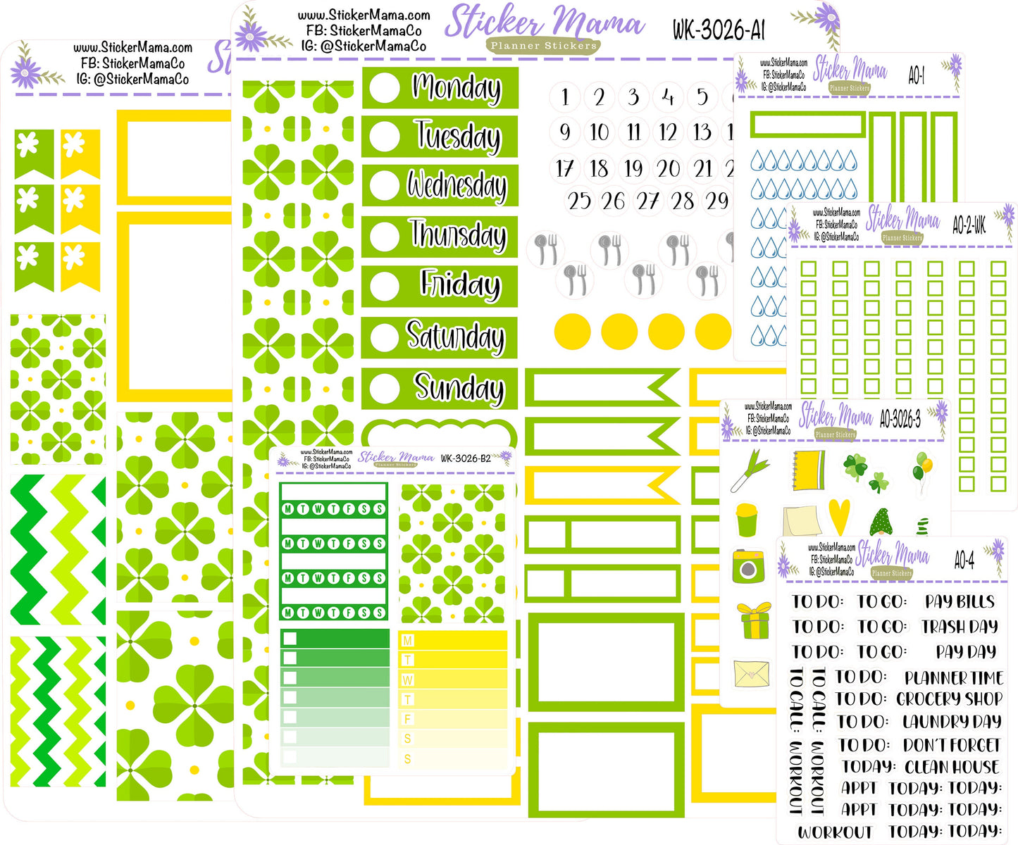 WK-3026 - St. Patricks Day  || Weekly Planner Kit || Erin Condren || Hourly Planner Kit || Vertical Planner Kit