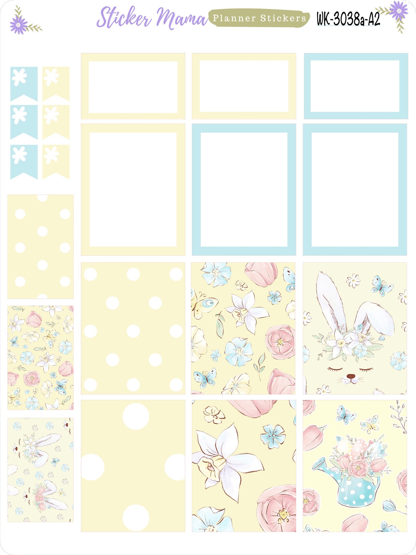 WK-3038a "Easter Spring Time"  || Weekly Planner Kit || Erin Condren || Hourly Planner Kit || Vertical Planner Kit || Easter Sticker Kit