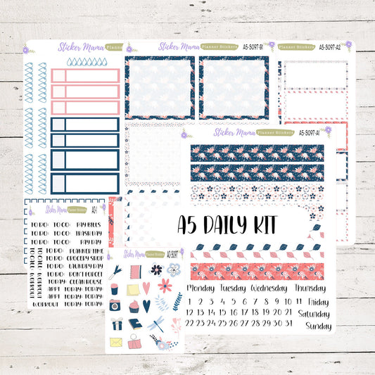 A5-3097-DD || Fresh Happiness || Planner Stickers - Daily Duo A5 Planner - Daily Duo Stickers - Daily Planner