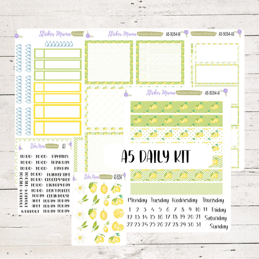 A5-3034-DD || Watercolor Lemons || Planner Stickers - Daily Duo A5 Planner - Daily Duo Stickers - Daily Planner
