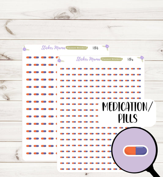 I-119 MEDICATION PLANNER Stickers || Medication Stickers || Pill Stickers || Health Care Stickers