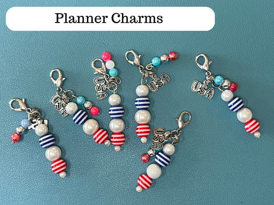Planner Charm - Patriotic || Zipper Charm || Backpack Charm || Purse Charm