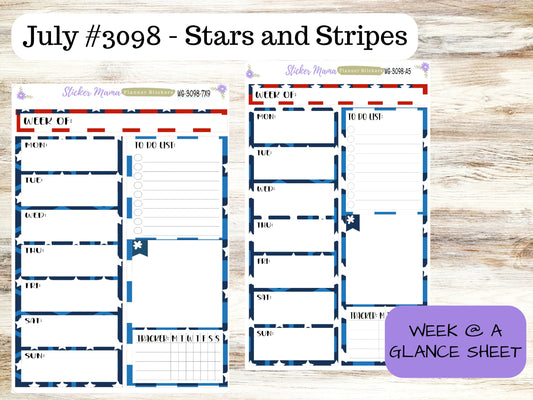 WG-3098 Stars and Stripes || WEEK at a GLANCE -  - weekly glance 7x9 or a5