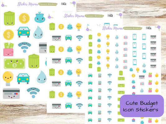 CUTE BUDGET ICONS I-140 || Cute Planner Stickers || Budget Icon Stickers