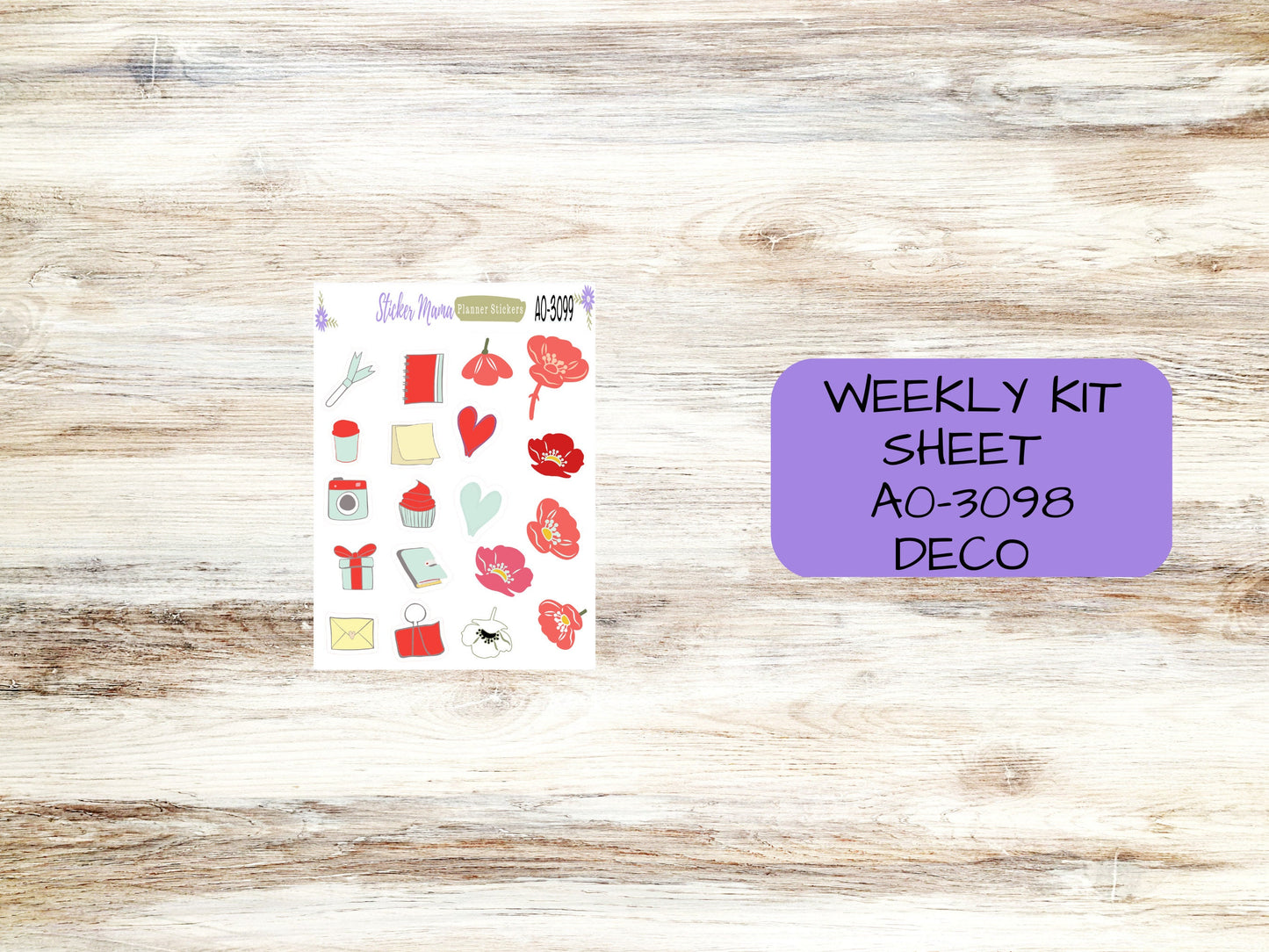 WEEKLY KIT-3099 - Beautiful Poppy Blossoms  || Weekly Planner Kit || Erin Condren || Hourly Planner Kit || Vertical Planner Kit