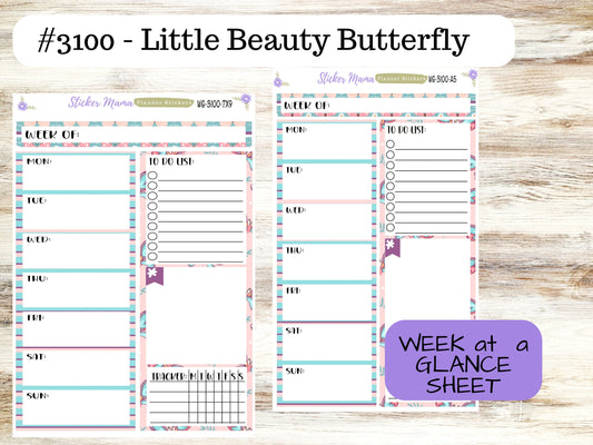 WEEK at a GLANCE-Kit #3100 || Little Beauty Butterfly || Week at a Glance - weekly glance 7x9 or a5