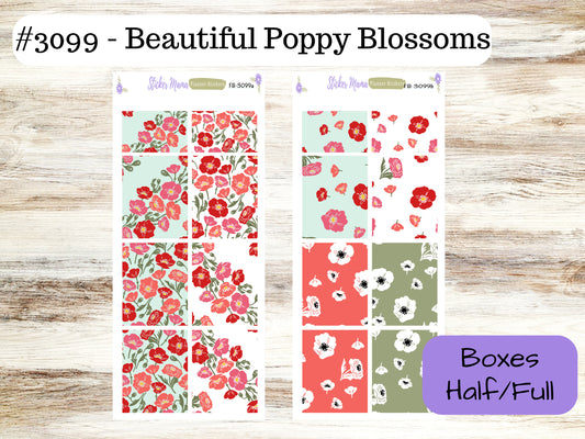 FULL BOXES-3099 || Beautiful Poppy Blossoms || Planner Stickers -|| Full Box for Planners
