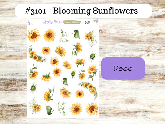 DECO-3101 || BLOOMING SUNFLOWERS  || Planner Stickers || Sunflower Stickers ||