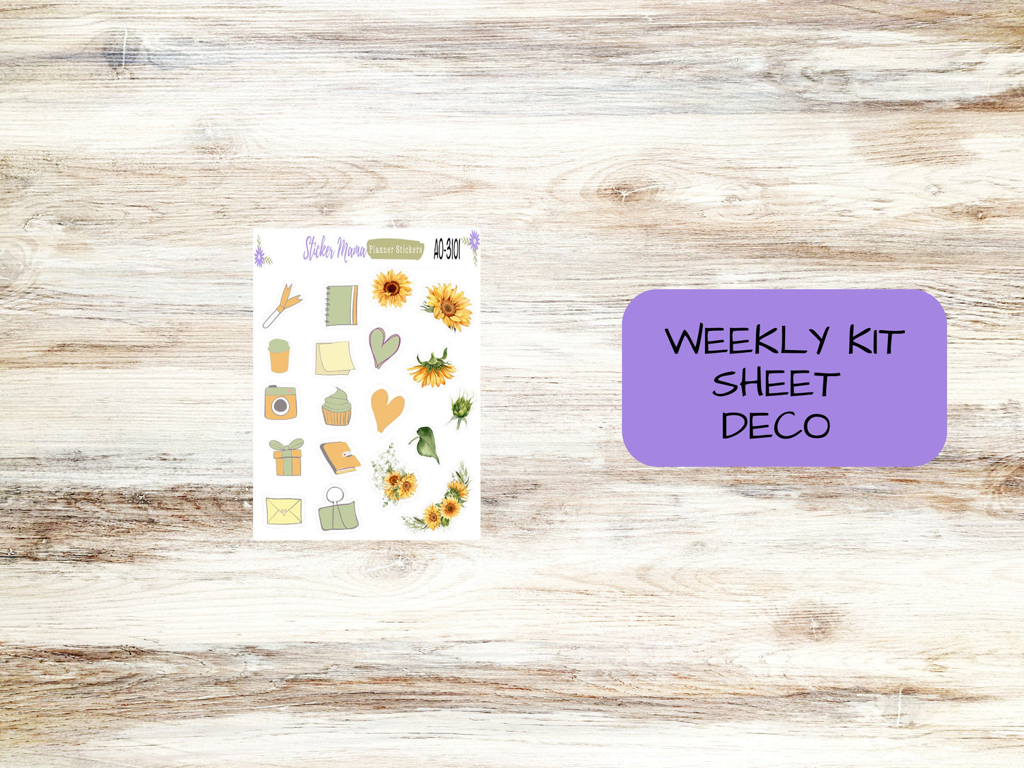 WEEKLY KIT- 3101 - Blooming Sunflowers  || Weekly Planner Kit || Erin Condren || Hourly Planner Kit || Vertical Planner Kit