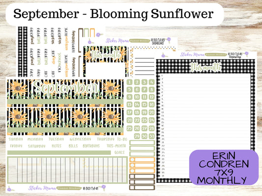 MONTHLY KIT-3101 || 7X9 || Blooming Sunflowers - 7x9 ec September Monthly Kit - September Monthly Planner Kits -  Monthly Pages