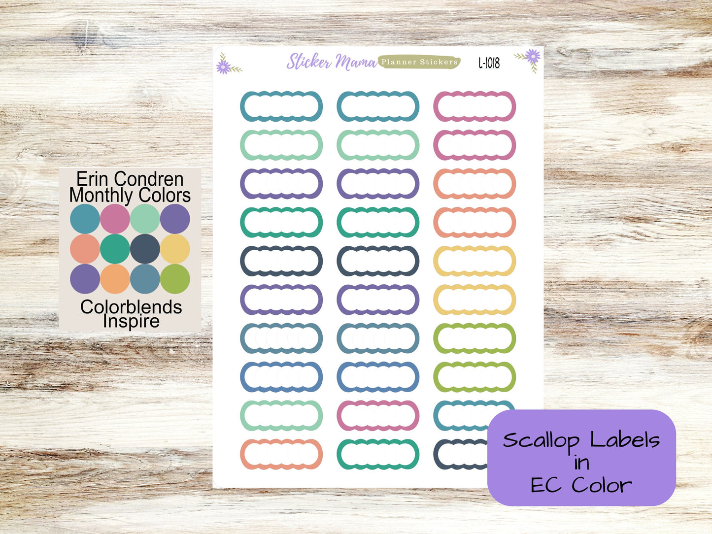 EC SCALLOP Stickers - L1018  || .56" x 1.5" || ec inspire || ec wildflower || ec canvas sticker
