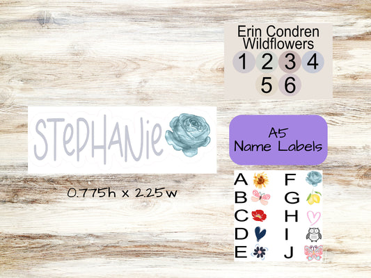 A5 Wildflower Daily Name Label || Name Decal for Wildflower A5 || Planner Decals || Planner Name Decals