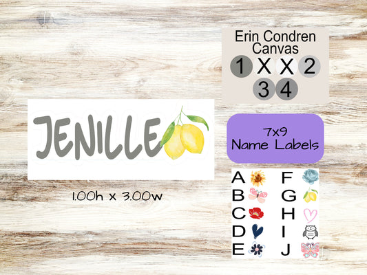 7x9 Canvas Daily Name Label || Name Decal for Canvas || Planner Decals || Planner Name Decals