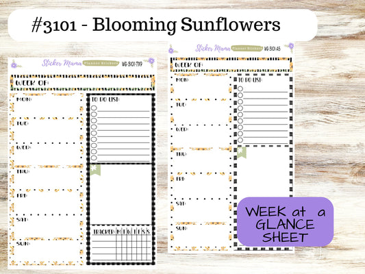 WEEK at a GLANCE-Kit #3101 || Blooming Sunflowers || Week at a Glance - weekly glance 7x9 or a5