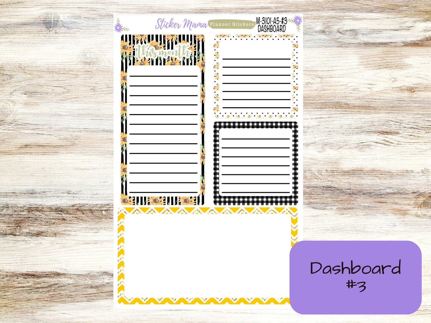 MONTHLY KIT-3101 || A5 || Blooming Sunflowers  || - ec September Monthly Kit - September Monthly Planner Kits - Monthly Pages