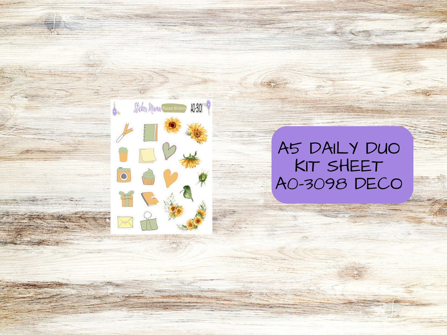 A5-DAILY DUO-Kit #3101 || Blooming Sunflowers || Planner Stickers - Daily Duo A5 Planner - Daily Duo Stickers - Daily Planner