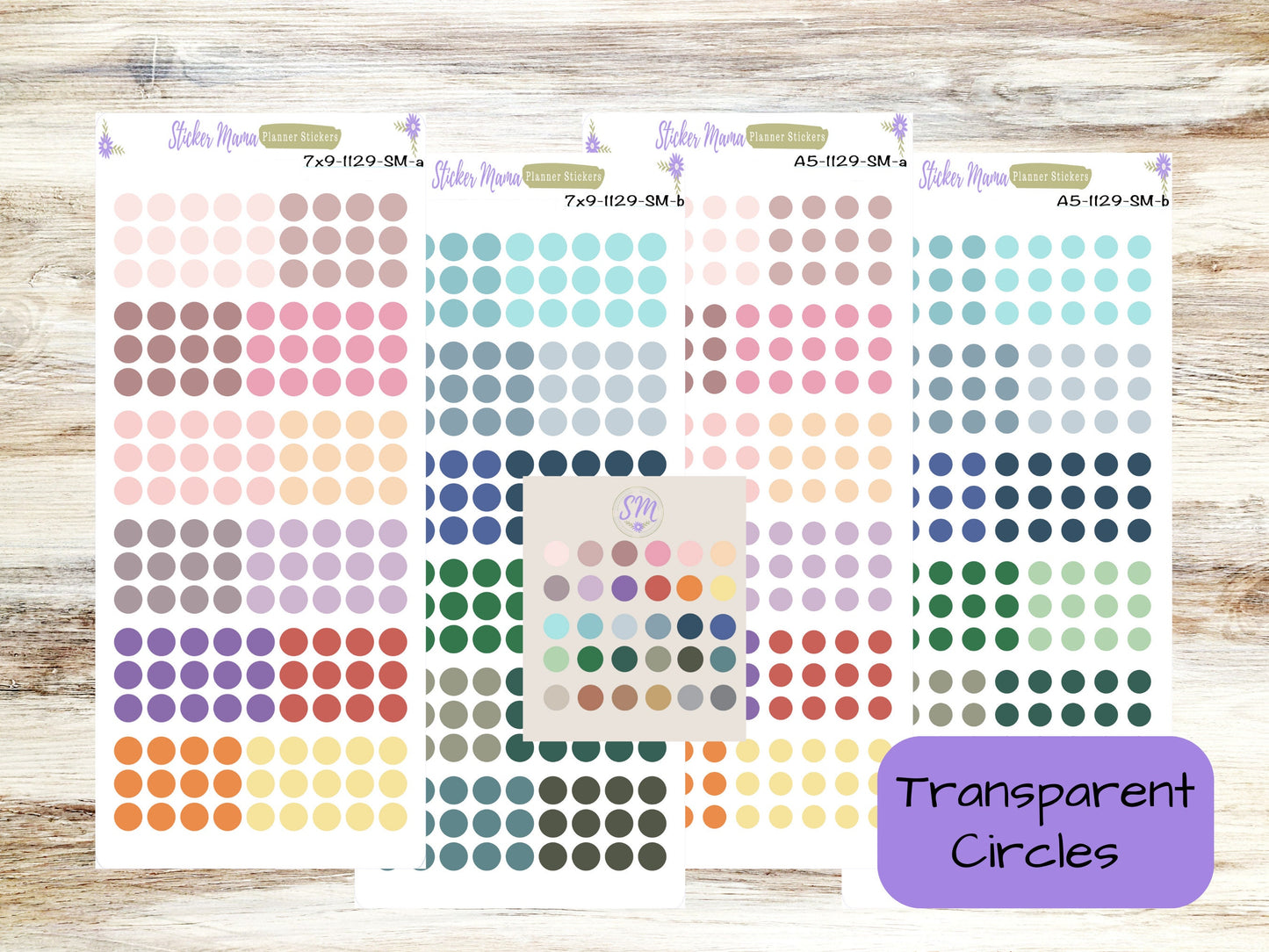 1129 In Stickermama Color-Way - Colored Dots - Clear Round Stickers