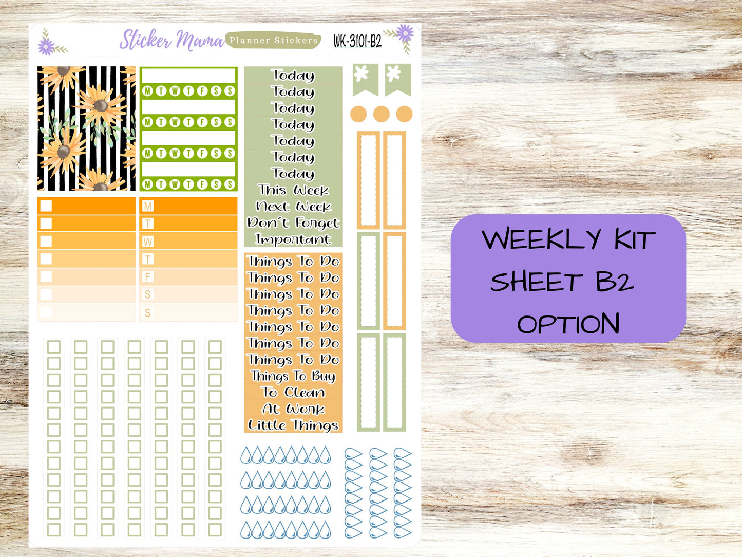 WEEKLY KIT- 3101 - Blooming Sunflowers  || Weekly Planner Kit || Erin Condren || Hourly Planner Kit || Vertical Planner Kit