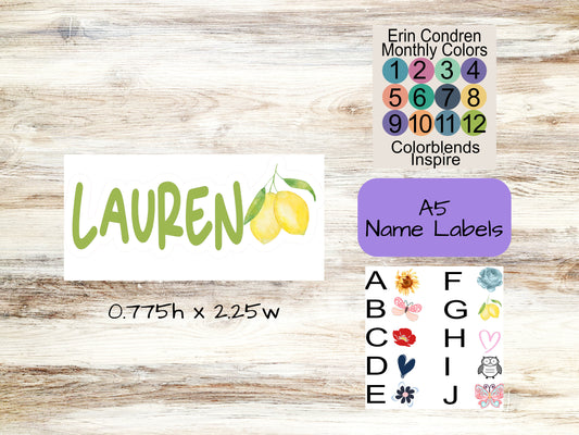 A5 Inspire Daily Name Label || Name Decal for INSPIRE A5 || Planner Decals || Planner Name Decals