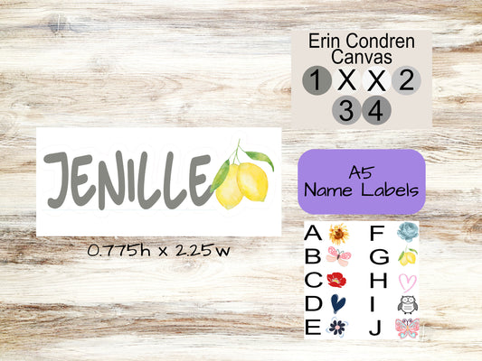 A5 Canvas Daily Name Label || Name Decal for Canvas A5 || Planner Decals || Planner Name Decals