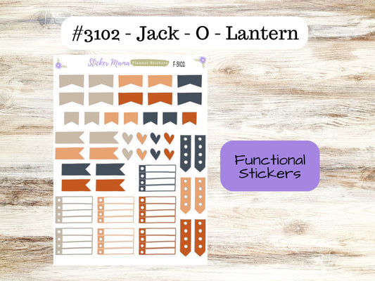 CUTE FUNCTIONAL STICKERS-F-3102 || #3102 - Jack - O - Lantern || Planner Stickers || Stickers ||
