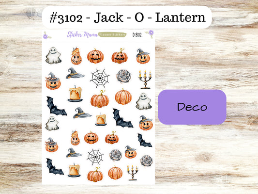 DECO-3102 || Jack - O - Lantern  || PLANNER STICKERS || Spring Stickers ||