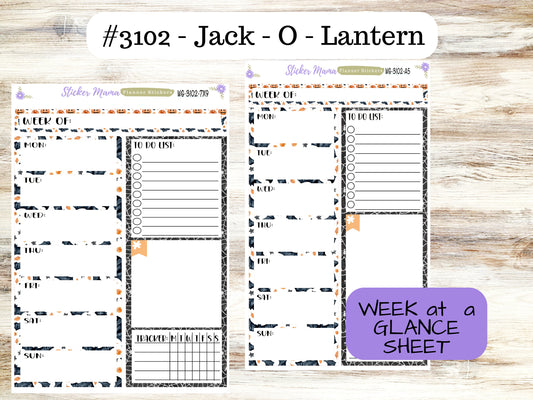 WEEK at a GLANCE-Kit #3102 || Jack - O - Lantern || Week at a Glance - weekly glance 7x9 or a5