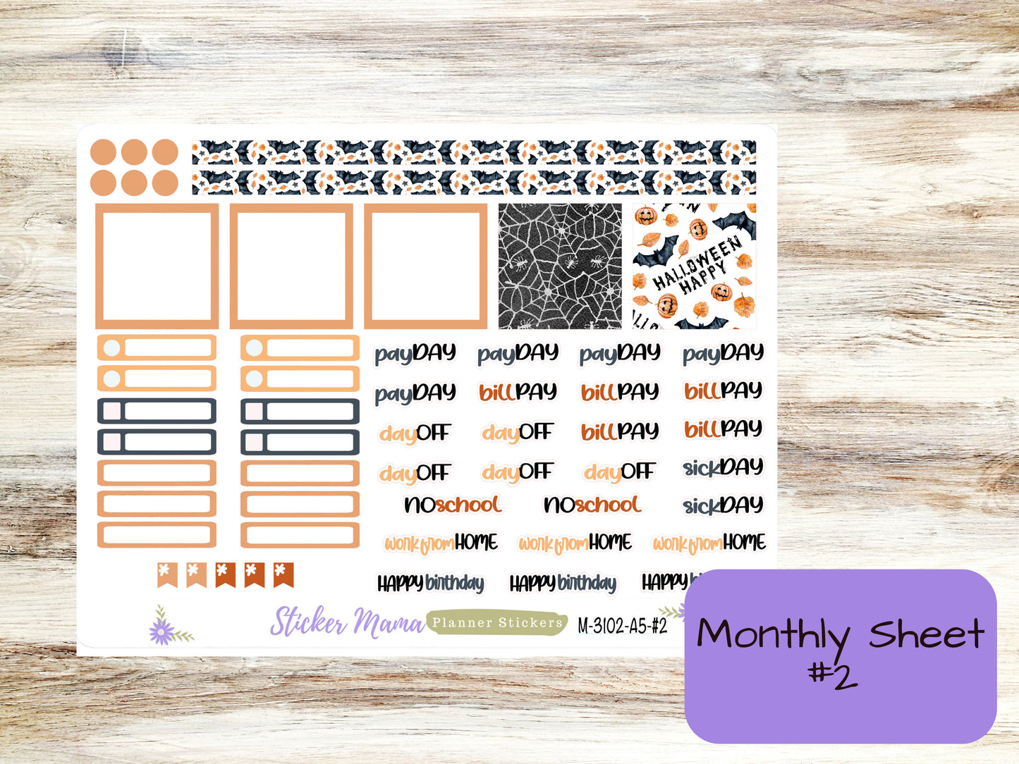 MONTHLY KIT-3102 || A5 || Jack - O - Lantern  || - ec October Monthly Kit - October Monthly Planner Kits - Monthly Pages