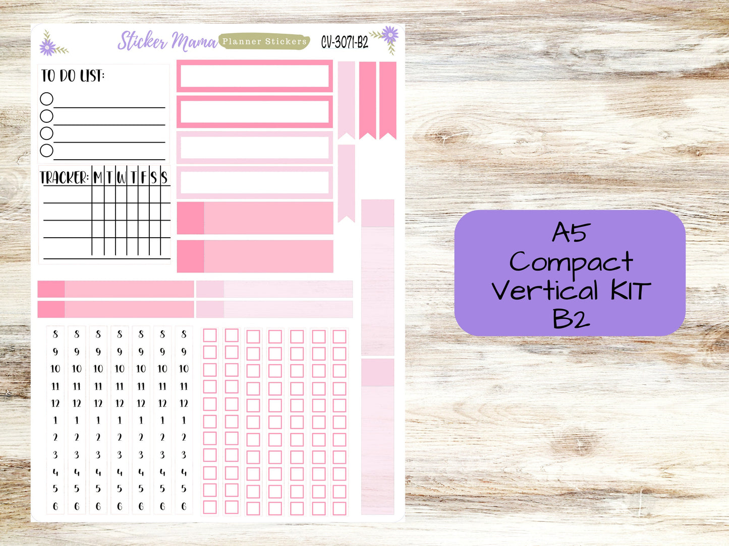 CV3071 || BREAST CANCER || Compact Vertical || A5 Weekly Kit || Planner Stickers || Erin Condren Compact Vertical Weekly Kit